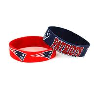 aminco NFL New England Patriots Silicone Rubber Bracelet, 2-Pack
