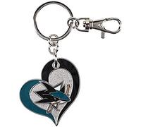 aminco NHL San Jose Sharks Swirl Heart Keychain