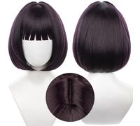 Amine Bungou Stray Dogs Cosplay Wig, Purple Short Straight Bob Hair Wigs with Bangs for Woman and Man Halloween, Comic Con, Cosplay Show
