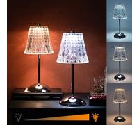 Amingulry Cordless Rechargeable Metal Table Lamp, Crystal, Silver 2-Pack | 4000mAh Battery Operated, 3 Color Modes, Dimmable LED Touch Beside Ambient Light, Portable for Bedroom Restaurant Outdoor