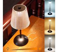 Amingulry Cordless Table Lamp, 4000mAh Rechargeable Battery Operated Lamp, 3 Color Modes & Stepless Dimmable LED Touch Lamp, Portable Retro Metal Beside Lamps for Bedroom Home Desk Restaurant(Black)