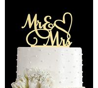 AMINJIE Mr and Mrs Cake Topper, Bride and Groom Sign Wedding/Engagement Cake Toppers Decoration, Mirror Gold Acrylic