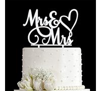 AMINJIE Mrs & Mrs Cake Topper-Wedding and Anniversary Cake Topper,Gay and Lesbian,LGBT Marriage Union,Love is Love,Mirror Silver Acrylic