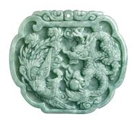 AMINKINA Blue Water Jadeite Dragon and Phoenix Necklace, Dragon and Phoenix Brand Pendant Necklace for Couples, is an Eternal and Elegant Talisman of Happiness, Jade, Jade