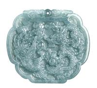 AMINKINA Blue Water Jadeite Dragon and Phoenix Necklace, Dragon and Phoenix Brand Pendant Necklace for Couples, is an Eternal and Elegant Talisman of Happiness, Jade, Jade