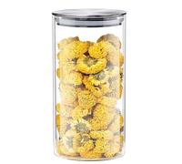 Aminno High Borosilicate Glass Sealed 750ml Storage Jar With Stainless Steel Lid Modular Stackable Container Kitchen Cooking Food Grains Dried Fruit Cereal Jar