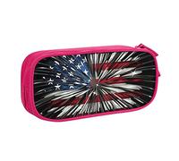 AMINNU American Flag Firework Pencil Case, Multifunctional Pencil Case, Student Pencil Case, with Zipper Suitable for Schools and Offices, Unisex.