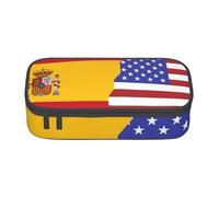 AMINNU American Spain Flag Large Capacity Pencil Case, Multifunctional Pencil Case, Pencil Case for Teenagers, with Zipper, Suitable for Schools and Offices.