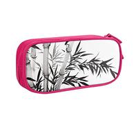 AMINNU Bamboo Tree Image Chinese Calligraphy Pencil Case, Multifunctional Pencil Case, Student Pencil Case, with Zipper Suitable for Schools and Offices, Unisex.