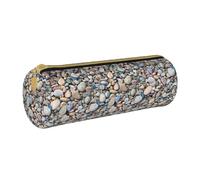 AMINNU Beach Stones Pattern Cylinder Pencil Case, Durable Pencil Case, Student Pencil Case, Zipper Pencil Case. Suitable for Schools and Offices, Unisex