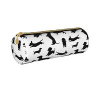 AMINNU Black Dogs Cylinder Pencil Case, Durable Pencil Case, Student Pencil Case, Zipper Pencil Case. Suitable for Schools and Offices, Unisex