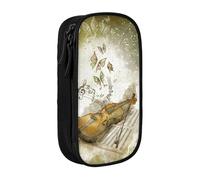 AMINNU Butterfly and Cello Pencil Case, Multifunctional Pencil Case, Student Pencil Case, with Zipper Suitable for Schools and Offices, Unisex.