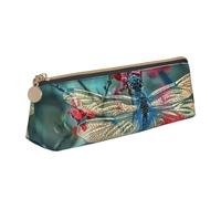 AMINNU Dragonfly On The Flower Pencil Case, Multifunctional Pencil Case, Student Pencil Case, with Zipper Suitable for Schools and Offices, Unisex