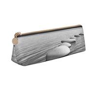 AMINNU Grey Zen Stones Picture Pencil Case, Multifunctional Pencil Case, Student Pencil Case, with Zipper Suitable for Schools and Offices, Unisex