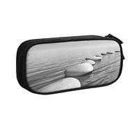 AMINNU Grey Zen Stones Picture Pencil Case, Multifunctional Pencil Case, Student Pencil Case, with Zipper Suitable for Schools and Offices, Unisex.