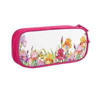AMINNU Iris Flower Butterfly Pencil Case, Multifunctional Pencil Case, Student Pencil Case, with Zipper Suitable for Schools and Offices, Unisex.