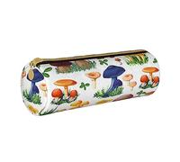 AMINNU Japanese Painting Mushroom Cylinder Pencil Case, Durable Pencil Case, Student Pencil Case, Zipper Pencil Case. Suitable for Schools and Offices, Unisex