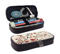 AMINNU Japanese Spring Plum Floral Leather Pencil Case, Durable Pencil Case, Student Pencil Case, Zipper Pencil Case. Suitable for Schools and Offices, Unisex.