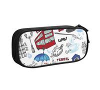 AMINNU London Pencil Case, Multifunctional Pencil Case, Student Pencil Case, with Zipper Suitable for Schools and Offices, Unisex.