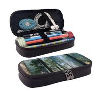 AMINNU National Parks Sunshine Trees Leather Pencil Case, Durable Pencil Case, Student Pencil Case, Zipper Pencil Case. Suitable for Schools and Offices, Unisex.