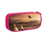 AMINNU Native American Tribes Pencil Case, Multifunctional Pencil Case, Student Pencil Case, with Zipper Suitable for Schools and Offices, Unisex.