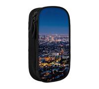 AMINNU Night in Los Angeles Pencil Case, Multifunctional Pencil Case, Student Pencil Case, with Zipper Suitable for Schools and Offices, Unisex.