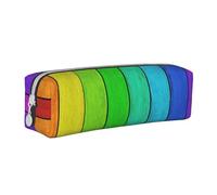 Aminnu Rainbow Colored Wood Background Pencil Case, Durable Pencil Case, Student Pencil Case, Zipper Pencil Case. Suitable for Schools and Offices, Unisex