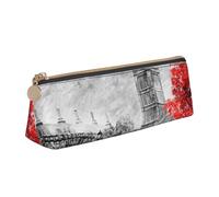 AMINNU Red London Street Pencil Case, Multifunctional Pencil Case, Student Pencil Case, with Zipper Suitable for Schools and Offices, Unisex