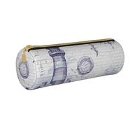 AMINNU Sail Boat Compass Cylinder Pencil Case, Durable Pencil Case, Student Pencil Case, Zipper Pencil Case. Suitable for Schools and Offices, Unisex