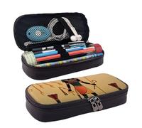AMINNU Sun Old Egyptian Timeless Grace Leather Pencil Case, Durable Pencil Case, Student Pencil Case, Zipper Pencil Case. Suitable for Schools and Offices, Unisex.