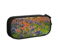 AMINNU Texas Bluebonnets Scenery Pencil Case, Multifunctional Pencil Case, Student Pencil Case, with Zipper Suitable for Schools and Offices, Unisex.