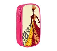 AMINNU Traditional African Girl Painting Pencil Case, Multifunctional Pencil Case, Student Pencil Case, with Zipper Suitable for Schools and Offices, Unisex.