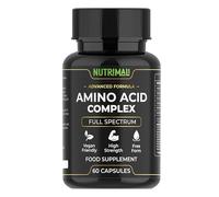 Amino Acid Supplements - Full Spectrum All BCAA, EAA + Vitamin C & Botanical Blend - High Strength, Free Form - 60 Vegan Capsules | By NutriMali