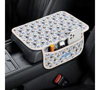 Amintiri Car Center Console Cover, Universal Car Armrest Cover Cushion with 2 Storage Bags, Stylish Scratch Resistant Protective Car Armrest Pad for Most Vehicles (Bee World)
