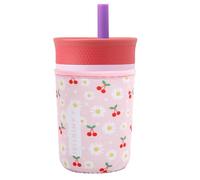Amintiri Cute Sleeve for Owala Kids 12oz, Neoprene Cover Compatible with Owala Kids Insulation Stainless Steel Tumbler, Water Bottle Scratch Resistant Sleeve for Boys Girls to School (Cherry&Daisy)