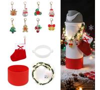 Amintiri Owala Cup Accessories Set Including Light Up Christmas Garland, Rubber Bottom, Christmas Hanging Ornament Charms for Owala 24oz & 32oz Tumbler