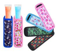 Amintiri Popsicle Holders for Children, Pack of 6 Ice Pop Neoprene Anti Frosting Sleeves, Freeze Pops Neoprene Sleeves, Cute Ice Sleeves Holder, Reusable Washable Ice Popsicle Sleeves for Boys Girls