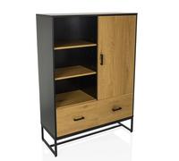 AMIO H - Office cabinet Black/Oak