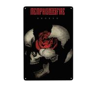 AMIOUDR Vintage Metal Tin Sign Memphis Rock May Fire Band Wall Decor Art Poster for Bar Living Room Home Decor Prints 8 X 12 Inches