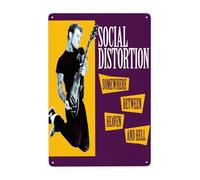 AMIOUDR Vintage Metal Tin Sign Social Rock Distortion Band Wall Decor Art Poster for Bar Living Room Home Decor Prints 8 X 12 Inches