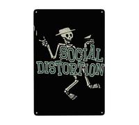 AMIOUDR Vintage Metal Tin Sign Social Rock Distortion Band Wall Decor Art Poster for Bar Living Room Home Decor Prints 8 X 12 Inches