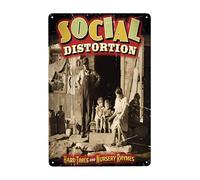 AMIOUDR Vintage Metal Tin Sign Social Rock Distortion Band Wall Decor Art Poster for Bar Living Room Home Decor Prints 8 X 12 Inches