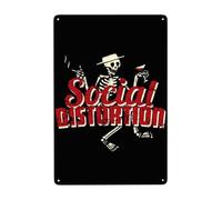 AMIOUDR Vintage Metal Tin Sign Social Rock Distortion Band Wall Decor Art Poster for Bar Living Room Home Decor Prints 8 X 12 Inches