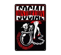 AMIOUDR Vintage Metal Tin Sign Social Rock Distortion Band Wall Decor Art Poster for Bar Living Room Home Decor Prints 8 X 12 Inches