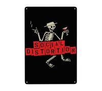 AMIOUDR Vintage Metal Tin Sign Social Rock Distortion Band Wall Decor Art Poster for Bar Living Room Home Decor Prints 8 X 12 Inches