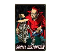 AMIOUDR Vintage Metal Tin Sign Social Rock Distortion Band Wall Decor Art Poster for Bar Living Room Home Decor Prints 8 X 12 Inches