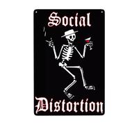 AMIOUDR Vintage Metal Tin Sign Social Rock Distortion Band Wall Decor Art Poster for Bar Living Room Home Decor Prints 8 X 12 Inches