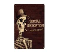 AMIOUDR Vintage Metal Tin Sign Social Rock Distortion Band Wall Decor Art Poster for Bar Living Room Home Decor Prints 8 X 12 Inches