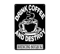 AMIOUDR Vintage Metal Tin Sign The Bouncing Rock Souls Band Wall Decor Art Poster for Bar Living Room Home Decor Prints 8 X 12 Inches, White