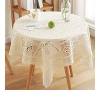 AMIPOS Vintage Crochet Lace Square Doilies Beige 100 x 100 cm